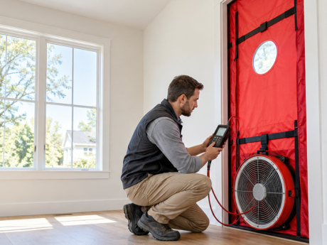 Blower door testing