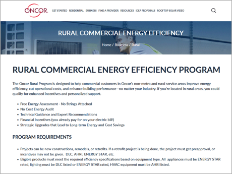 Oncor Rural Commercial program graphic