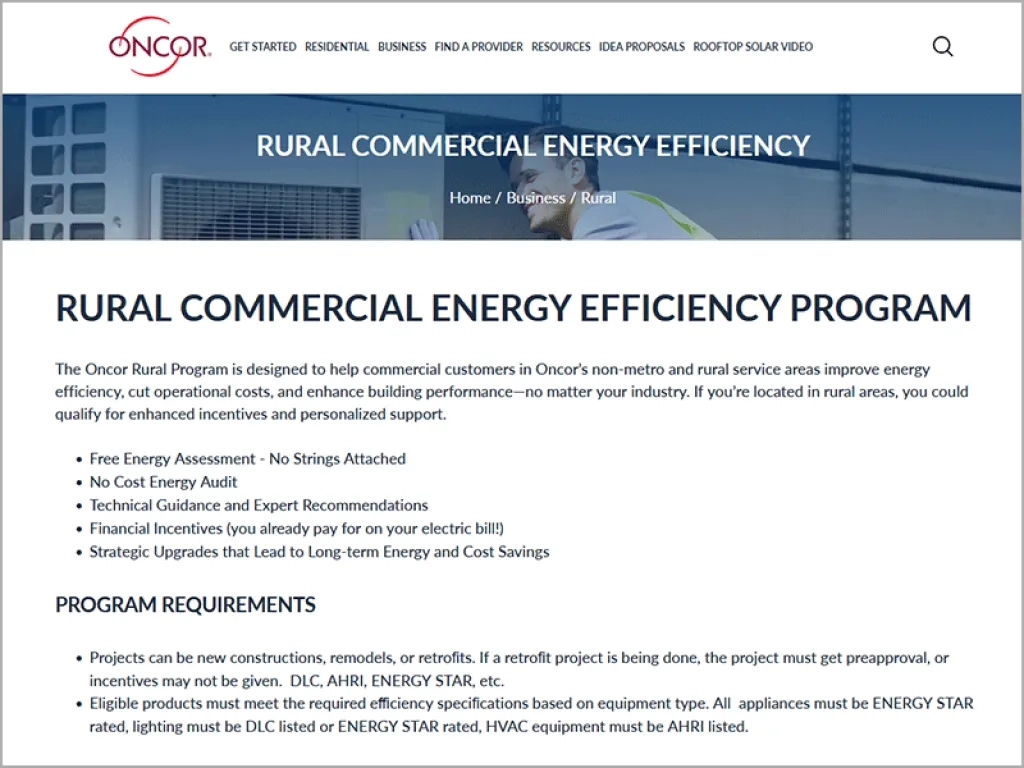 Oncor Rural Commercial program graphic